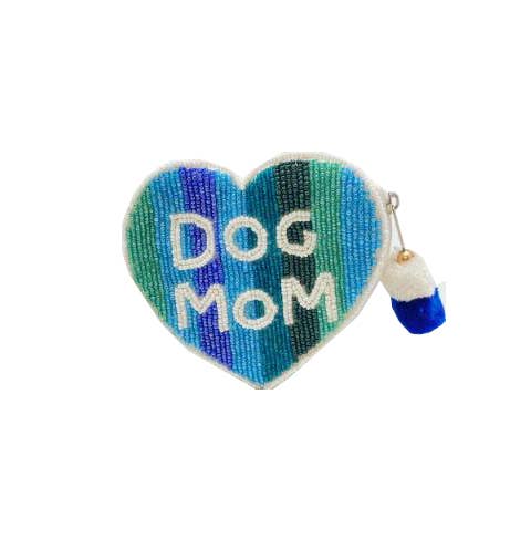 DOG MOM Heart Beaded Coin Purse