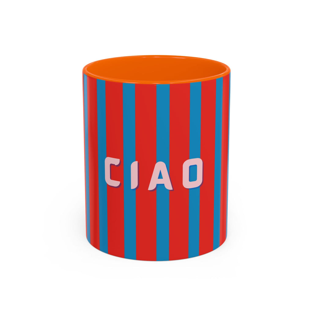 Ciao Accent Coffee Mug | Colorful Striped Ceramic Cup