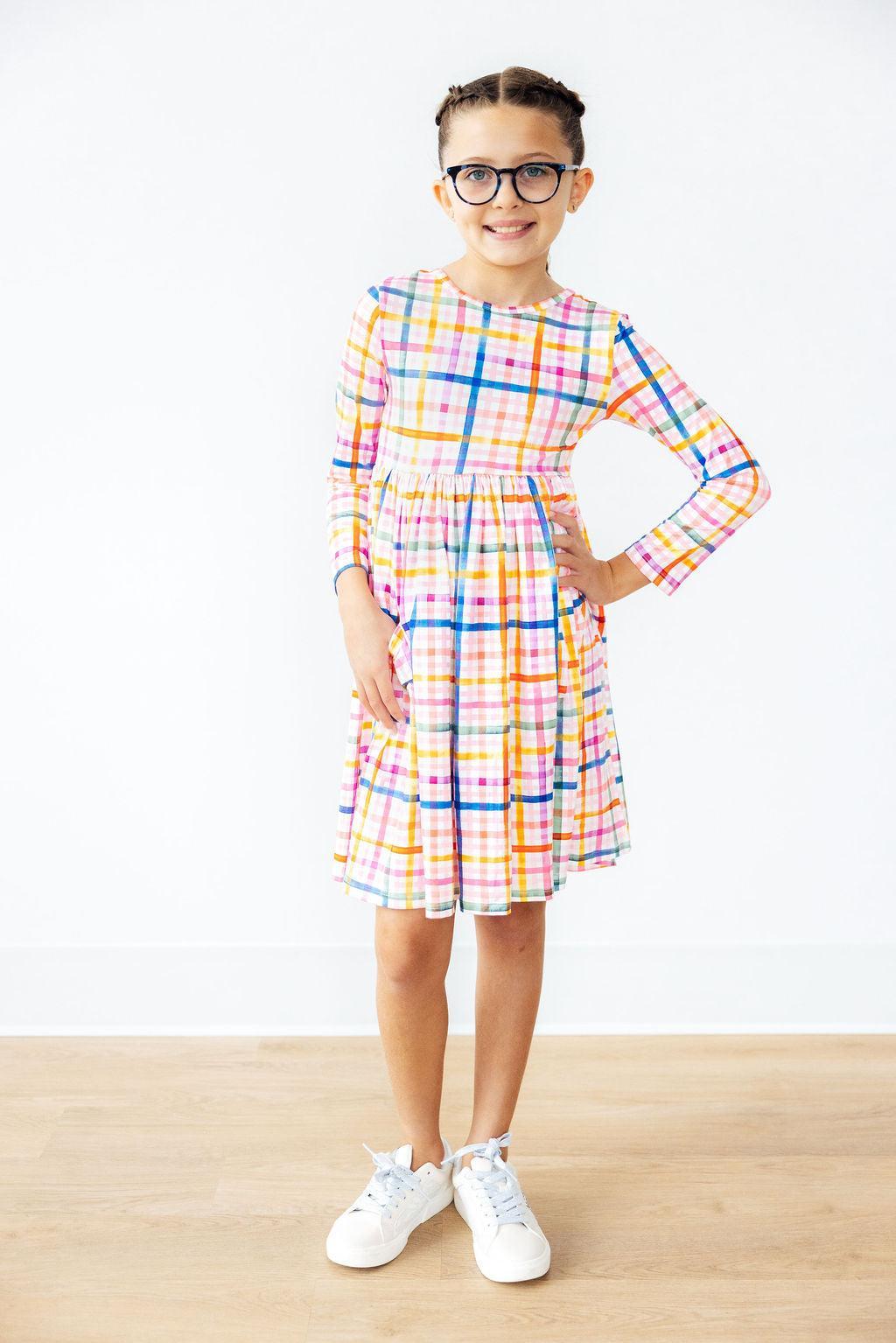 Plaid About You L/S Pocket Twirl Dress