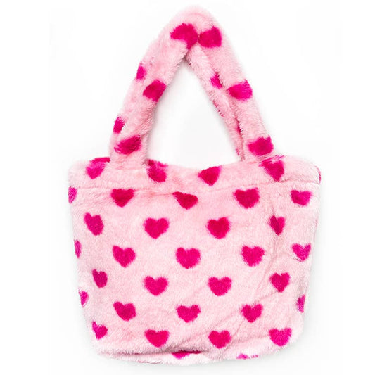Pink Heart Fur Bag