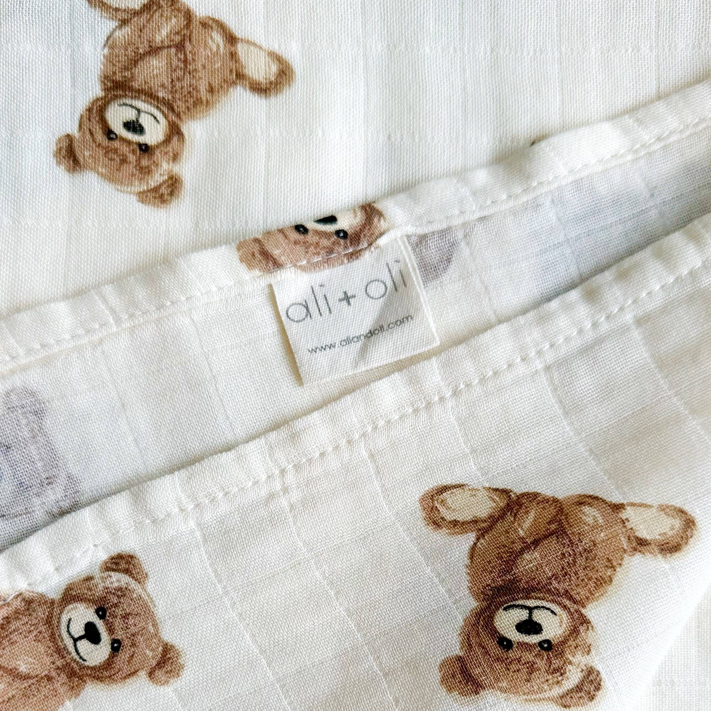 Bamboo Muslin Swaddle Blanket Teddy Bear