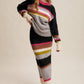 Striped Fuzzy Knit Sweater & Skirt Set