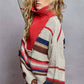 High collar half zipper rainbow pullover