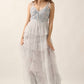 Floral Lace and Tulle Tiered Ruffle Maxi Dress