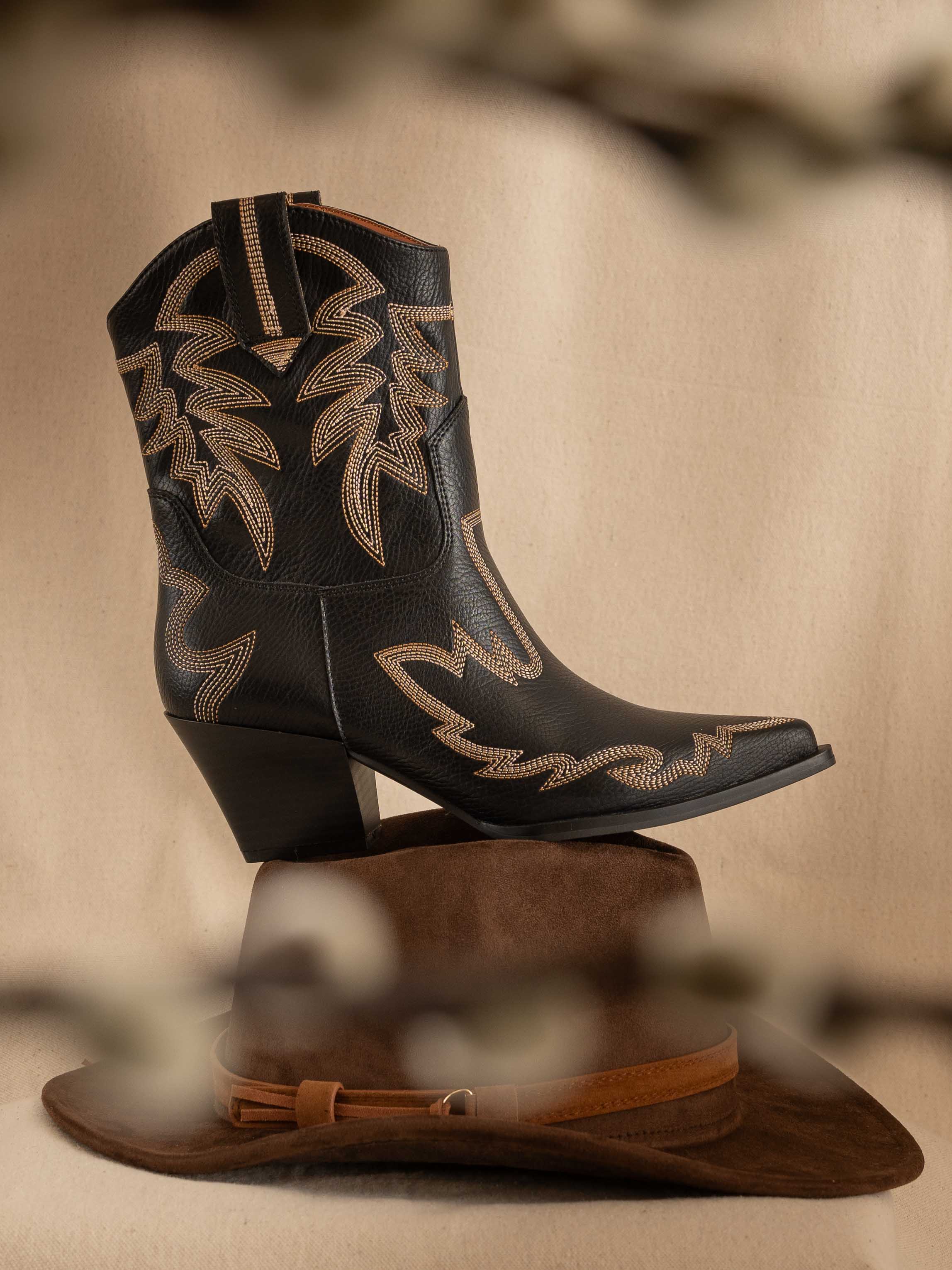 The Nantes Black Cowboy Boot