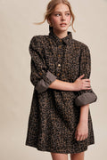 Leopard Denim Shirt Dress