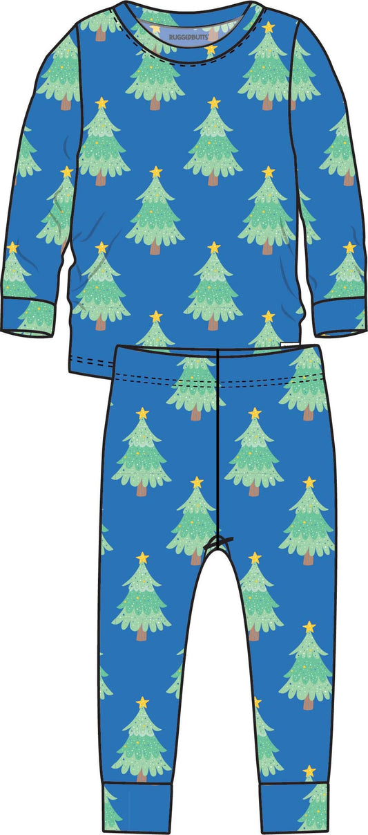 Blue Twinkling Trees Bamboo Viscose Long Sleeve Pajama Set