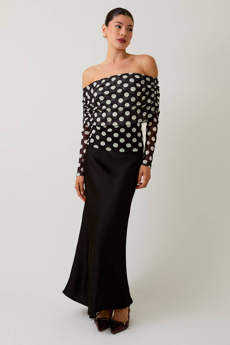 Cranberry Satin Midi Skirt