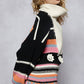 High collar half zipper rainbow pullover