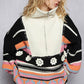 High collar half zipper rainbow pullover