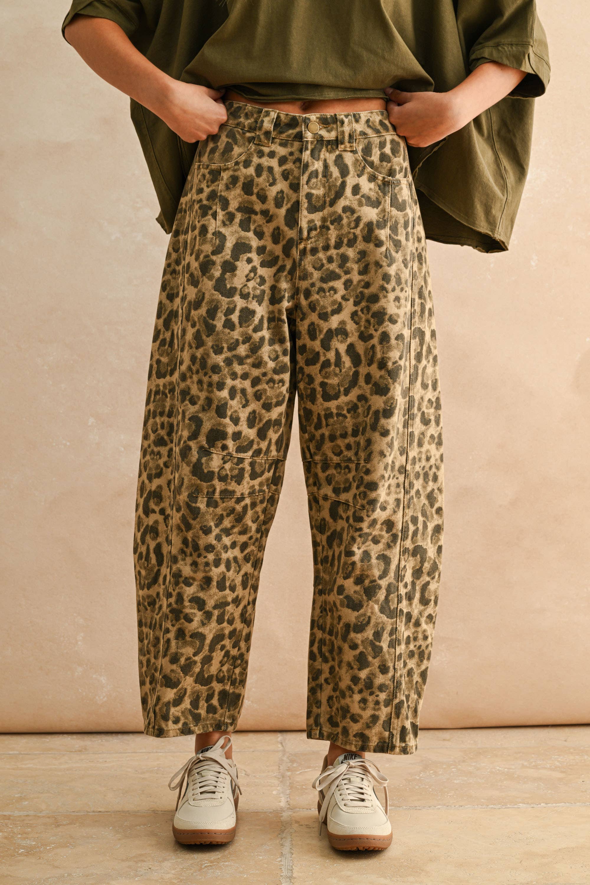 Leopard Barrel Jeans