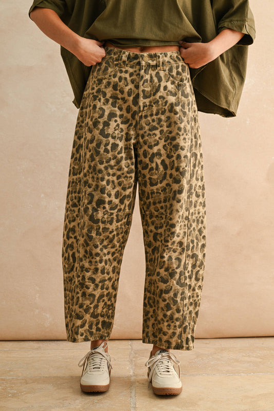 Leopard Barrel Jeans