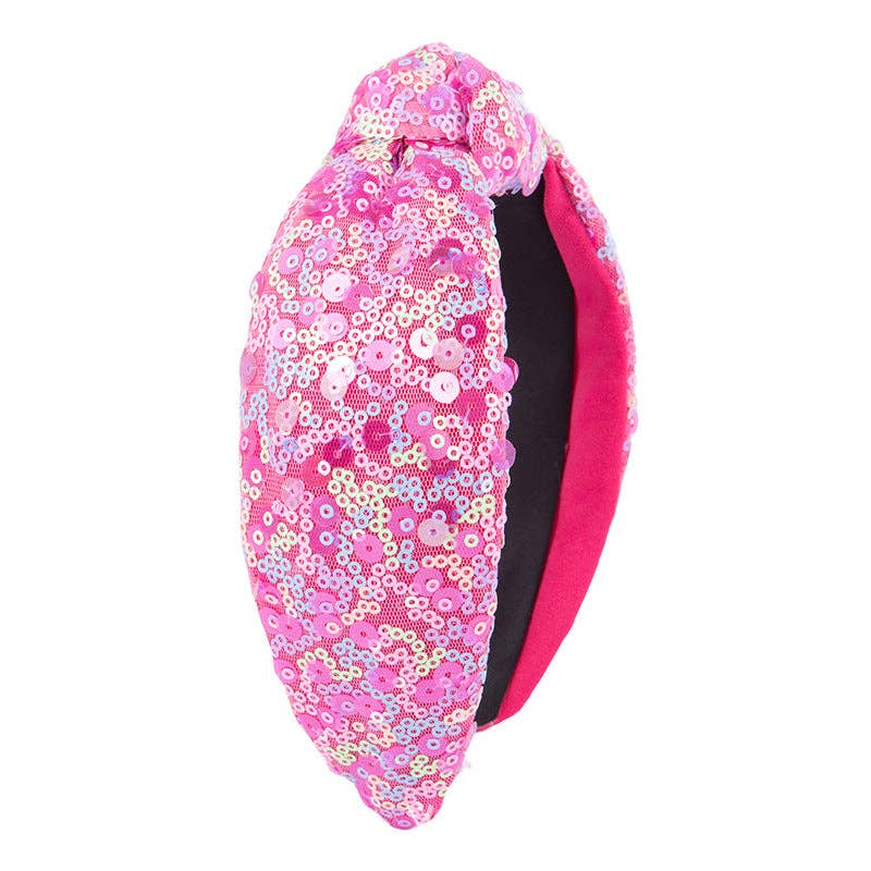 Sequin Knot Headband Pink