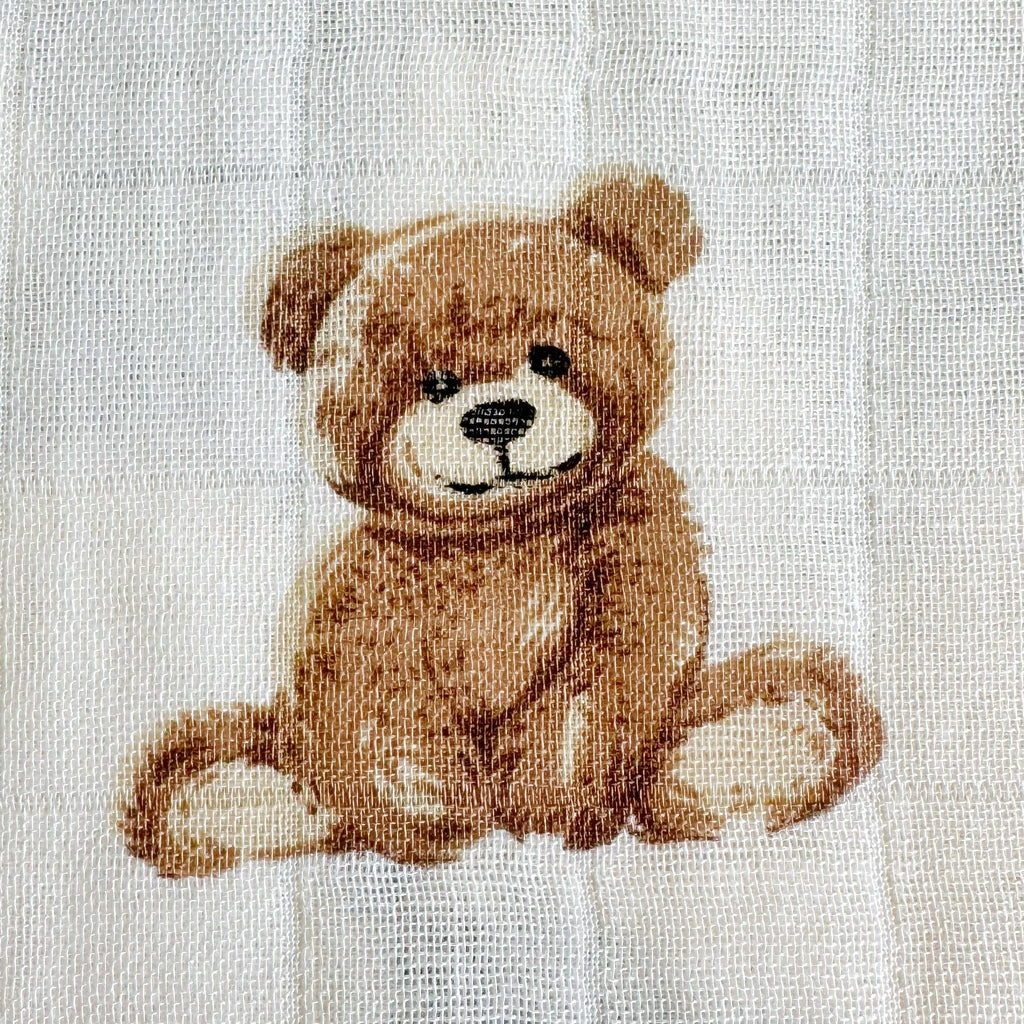 Bamboo Muslin Swaddle Blanket Teddy Bear
