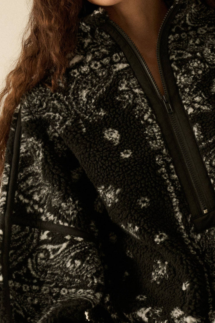 Bandana Sherpa Fleece Half-Zip Pullover Jacket