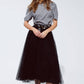 Black tulle midi skirt