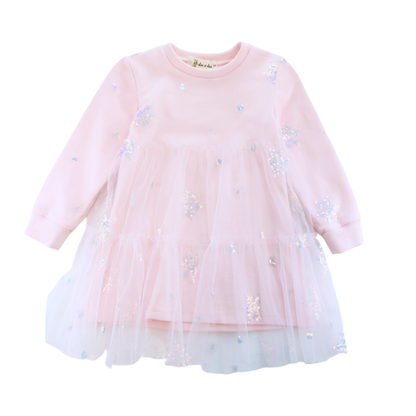 Snowflake Sequin Mesh Layer Dress