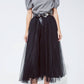 Black tulle midi skirt