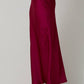 Cranberry Satin Midi Skirt