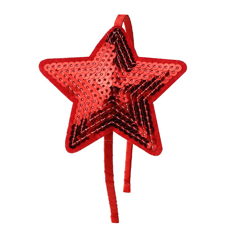 Large Sequin Star Headband: Red