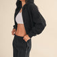 Cozy Cocoa Fleece Oversized Crop Full Zip Hoodie