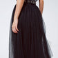 Black tulle midi skirt