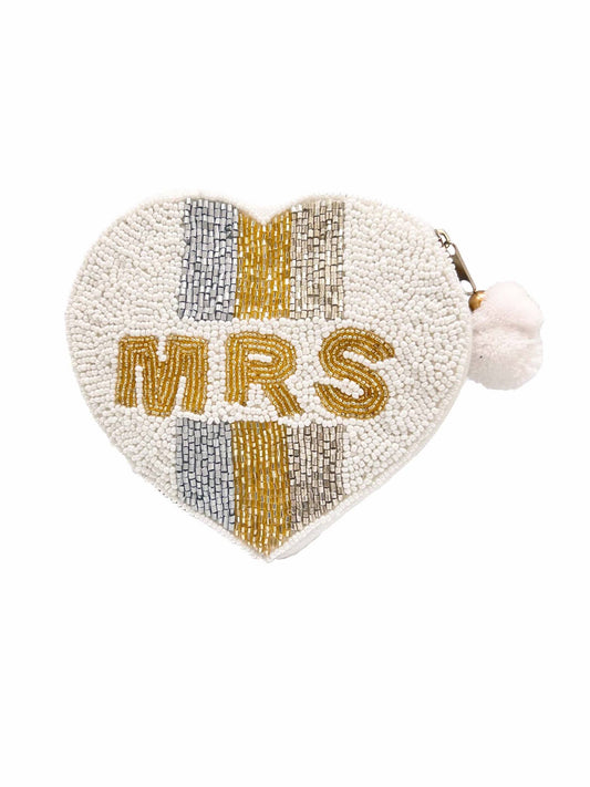 MRS HEART Beaded Coin Purse