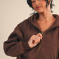 Cozy Cocoa Fleece Oversized Crop Full Zip Hoodie