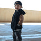 Black & Tan Hooded Varsity Bomber