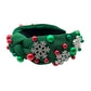 Holiday Snowflake Green Jewel Pearl Knot Headband