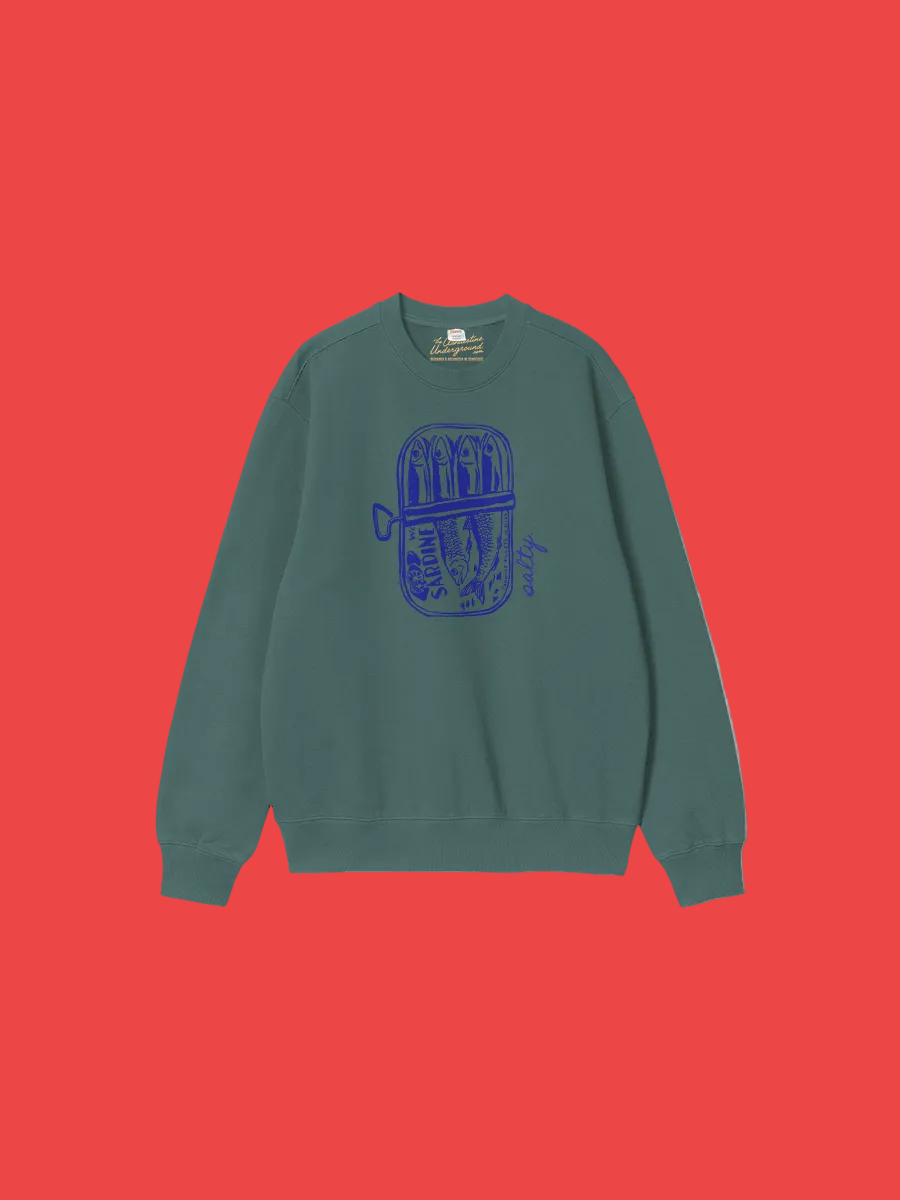 Salty Sardines, Fisherman Boxy Cotton Sweatshirt